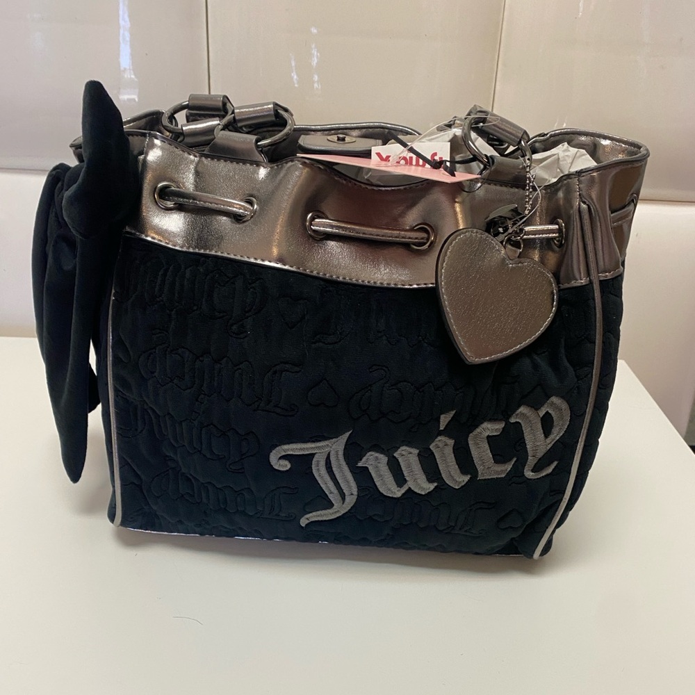 Juicy Couture Vintage Dreams Tote Bag NWT New Handbag Black Metallic Dreamer - Picture 5 of 10